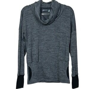 Athleta Womens Gray Space Dye Cowl Neck Pullover Top Thumbholes Size S